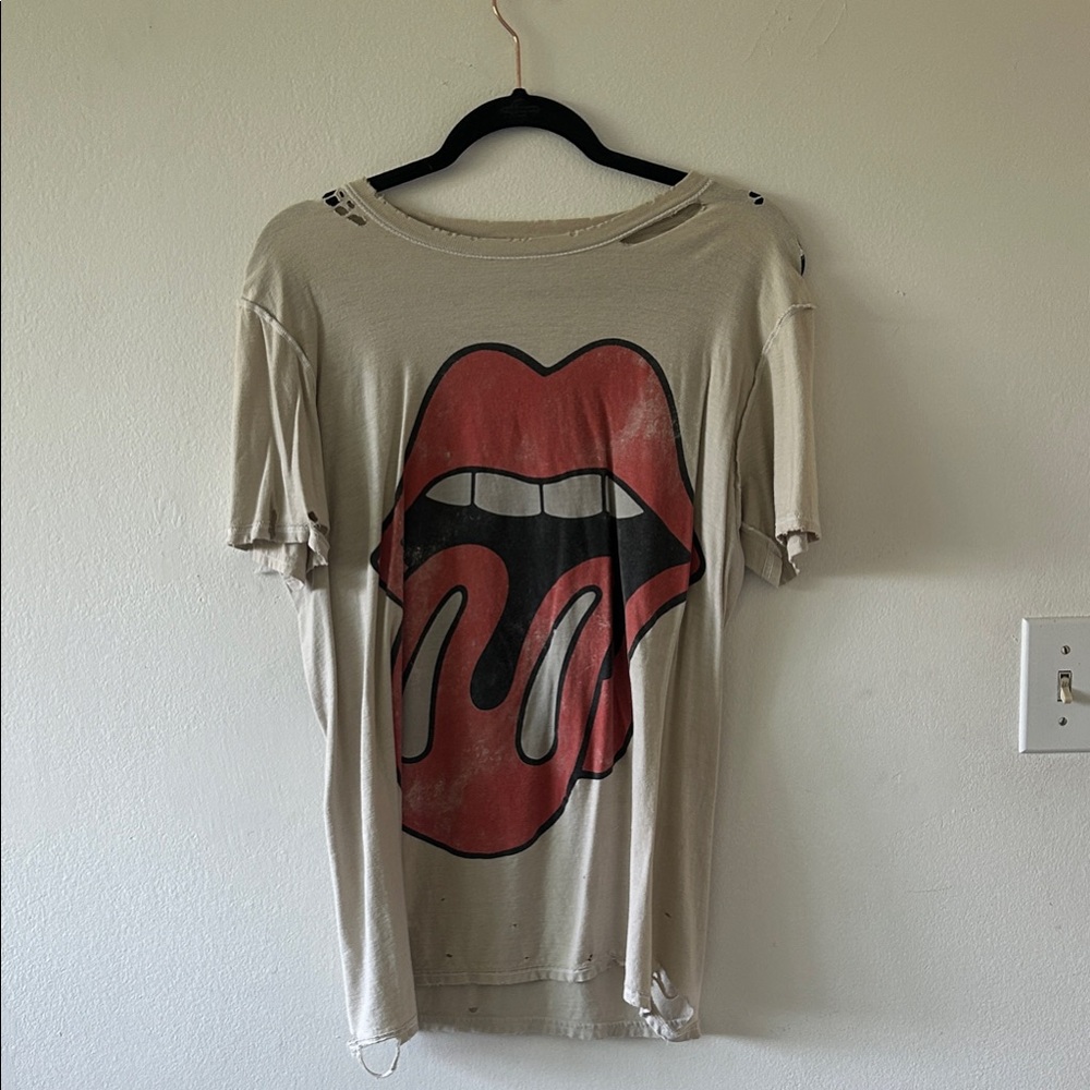Bravado Oversized Rolling Stones Distressed Short Sleeve Tee